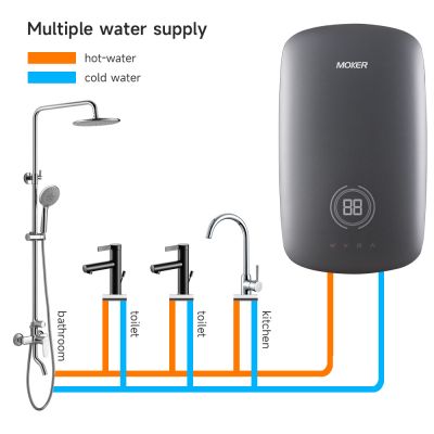 Aquecedor de água elétrico instantâneo com temperatura ajustável e bomba de água quente