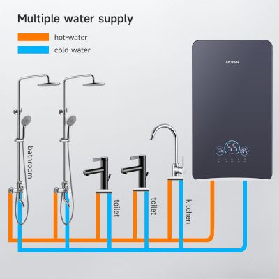 Chuveiro elétrico instantâneo com temperatura constante e sensor de indução inteligente por toque.