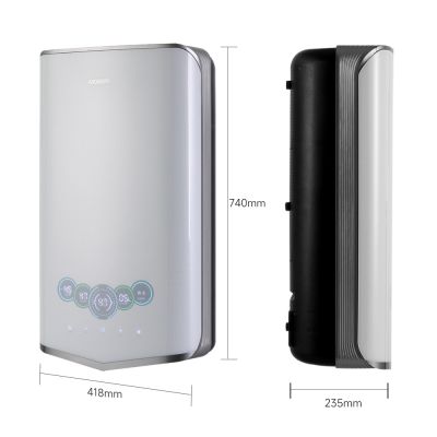 Aquecedor de água instantâneo com tela sensível ao toque e controle por voz para cozinha.