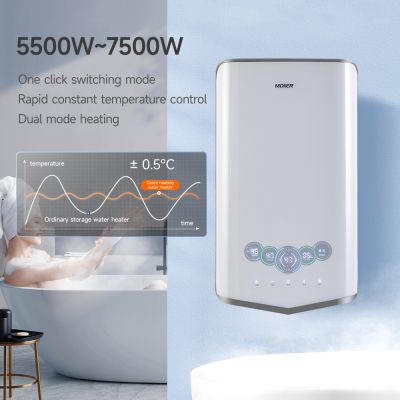 Aquecedor de água instantâneo com tela sensível ao toque e controle por voz para cozinha.
