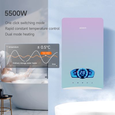 Aquecedor de água elétrico instantâneo com controle de voz inteligente e tela sensível ao toque para aquecimento rápido.