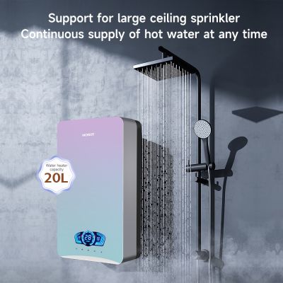 Aquecedor de água elétrico instantâneo com controle de voz inteligente e tela sensível ao toque para aquecimento rápido.