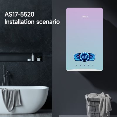 Aquecedor de água elétrico instantâneo com controle de voz inteligente e tela sensível ao toque para aquecimento rápido.