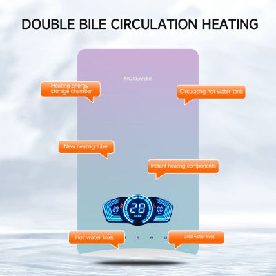 Aquecedor de água elétrico instantâneo com controle de voz inteligente e tela sensível ao toque para aquecimento rápido.