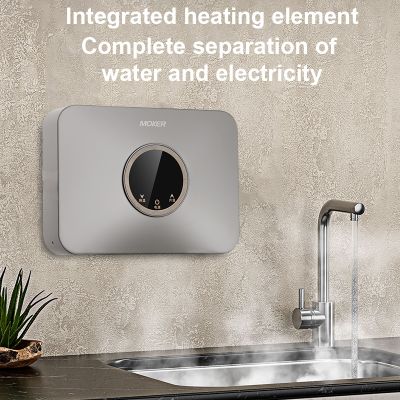 Aquecedor de água instantâneo ultrafino e compacto para cozinha.