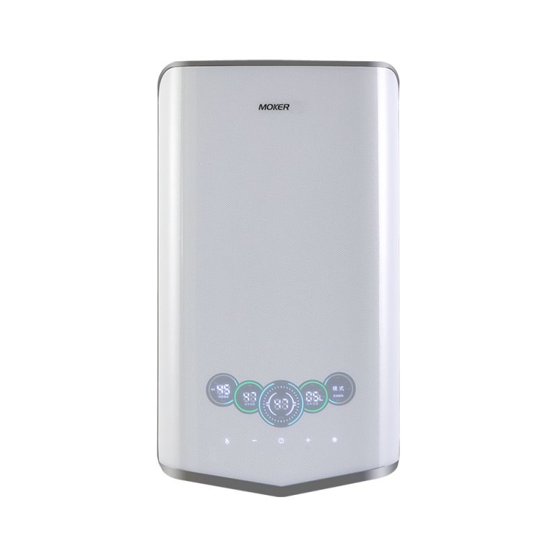 Aquecedor de água instantâneo com tela sensível ao toque e controle por voz para cozinha.