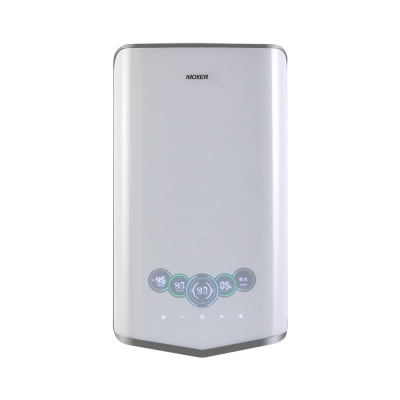 Aquecedor de água instantâneo com tela sensível ao toque e controle por voz para cozinha.